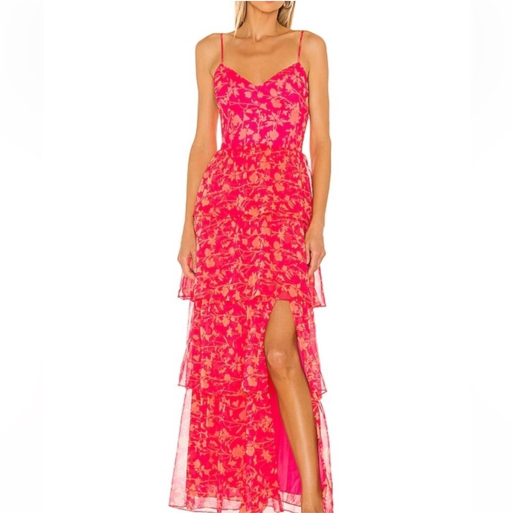 Amanda Uprichard Vibrant Pink Floral Maxi Dress - Picture 2 of 4